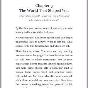 Interior page from Whose Life Are You Living showing Chapter 3 The World That Shaped You body text