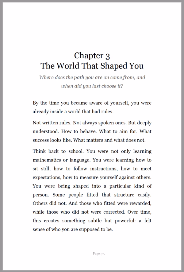 Interior page from Whose Life Are You Living showing Chapter 3 The World That Shaped You body text