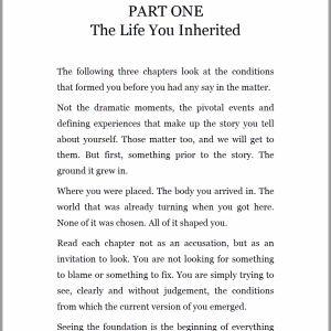 Interior page from Whose Life Are You Living showing Part One The Life You Inherited section opener